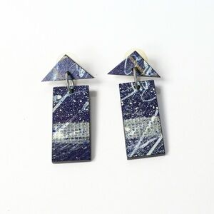 Handmade boutique designer painted wooden earrings artsy unique hand crafted art